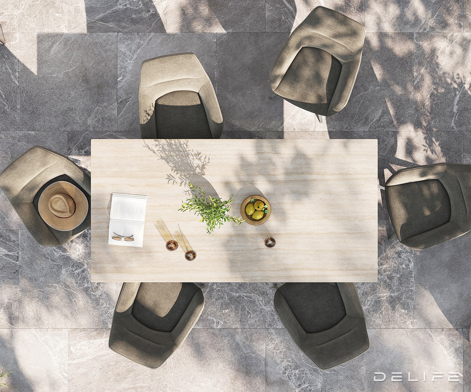Outdoor stol Edge 200x100cm, Materijal: Keramika Travertino Bianco