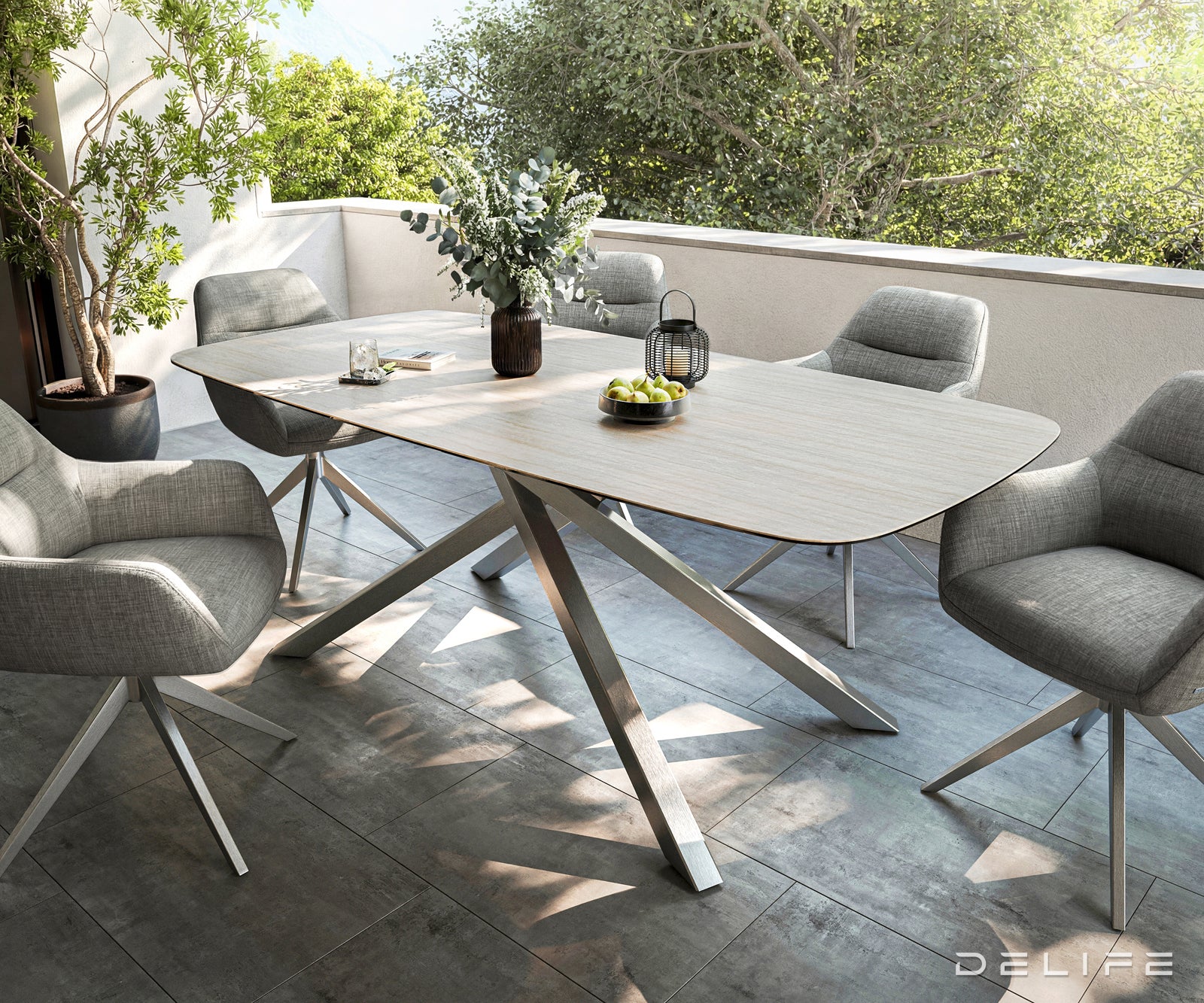 Outdoor stol Edge Boot 200x100cm, Materijal: Keramika Travertino Bianco