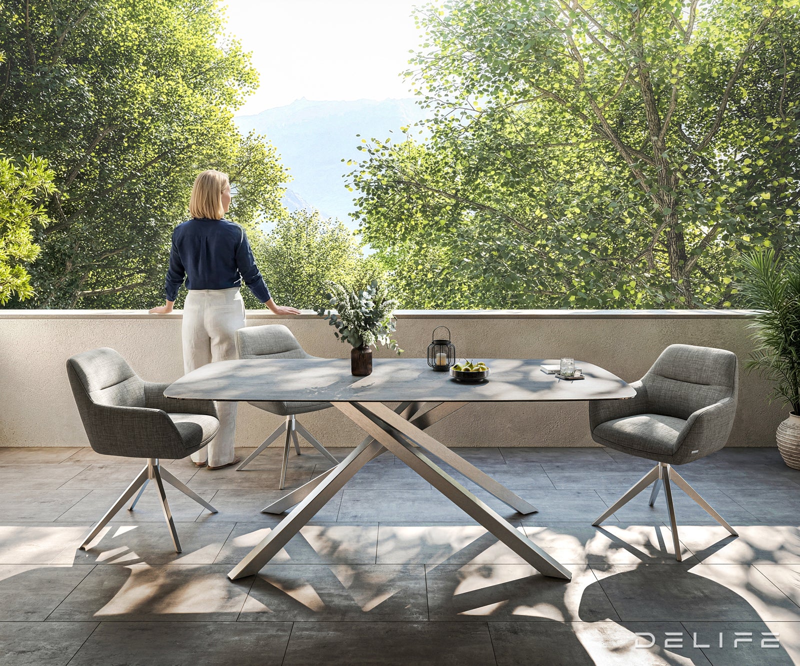 Outdoor stol Edge Boot 200x100cm, Materijal: Keramika Beton siva