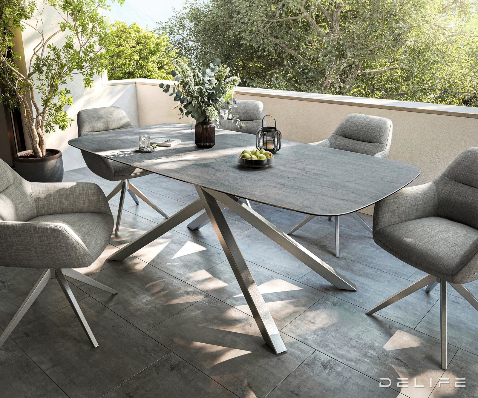 Outdoor stol Edge Boot 200x100cm, Materijal: Keramika Beton siva