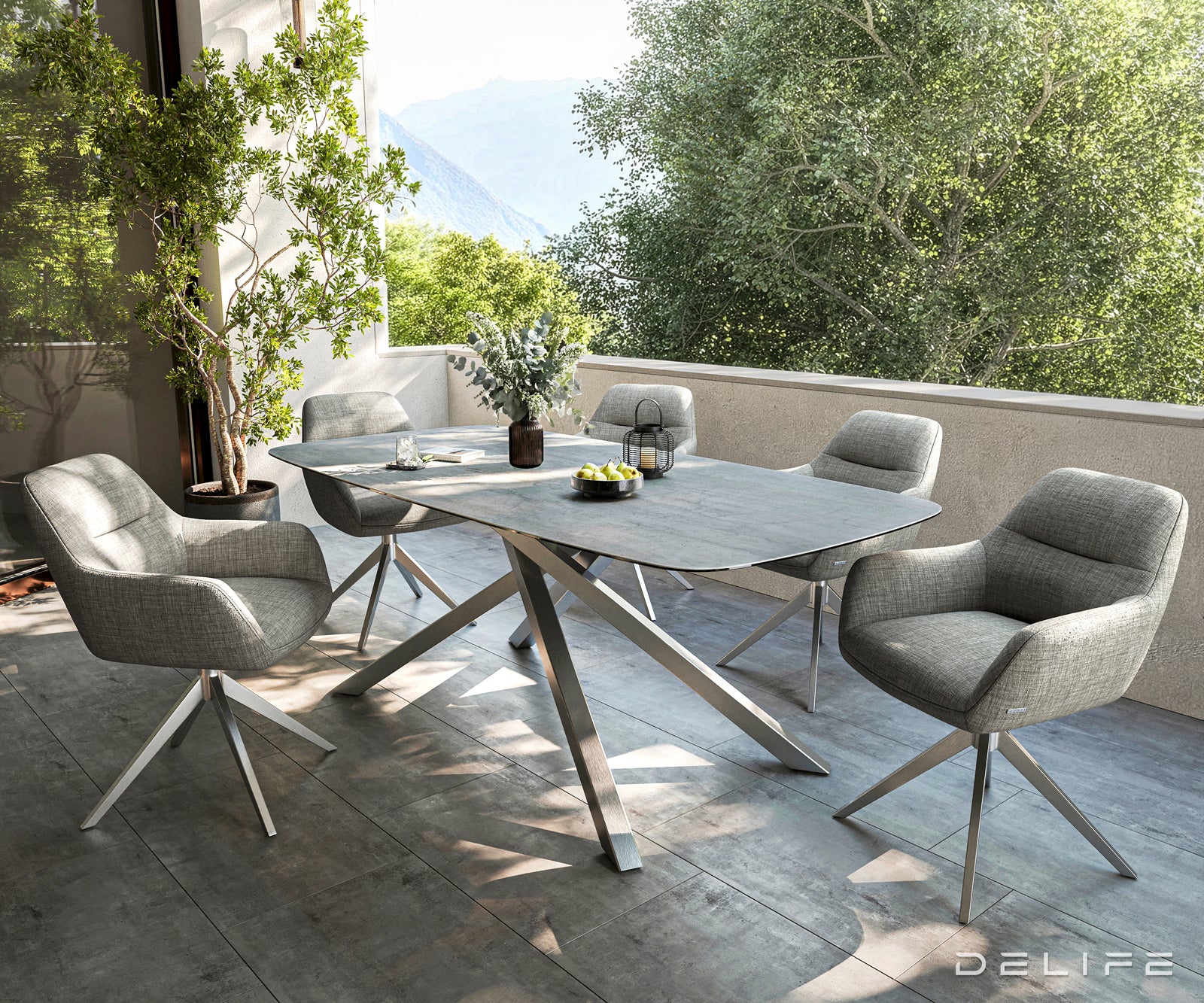 Outdoor stol Edge Boot 200x100cm, Materijal: Keramika Beton siva