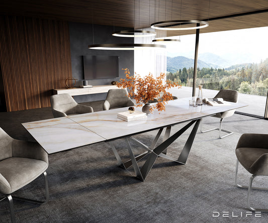 Blagovaonski stol Edge 200/300x100cm, Materijal: Keramika Onyx Pearl
