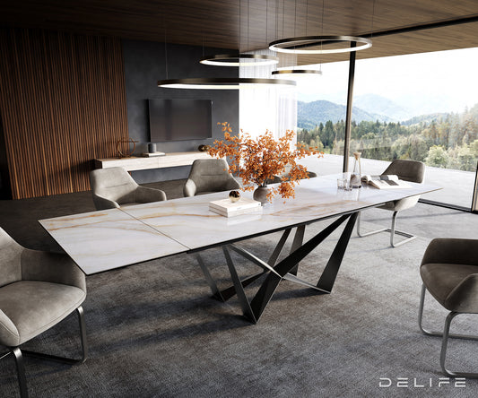 Blagovaonski stol Edge 200/300x100cm, Materijal: Keramika Onyx Pearl