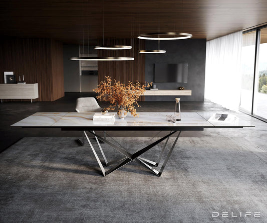 Blagovaonski stol Edge 200/300x100cm, Materijal: Keramika Onyx Pearl
