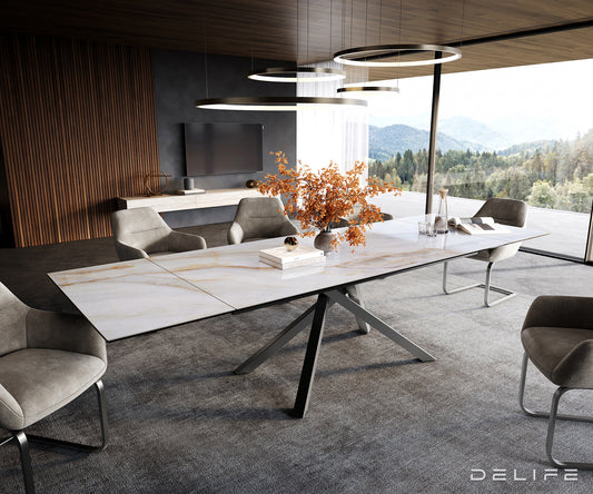 Blagovaonski stol Edge 200/300x100cm, Materijal: Keramika Onyx Pearl