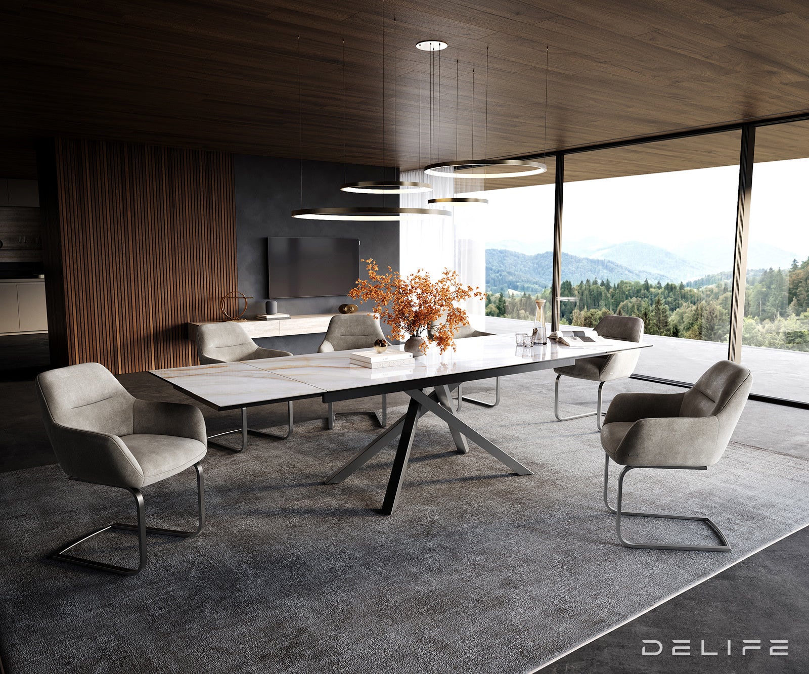 Blagovaonski stol Edge 200/300x100cm, Materijal: Keramika Onyx Pearl