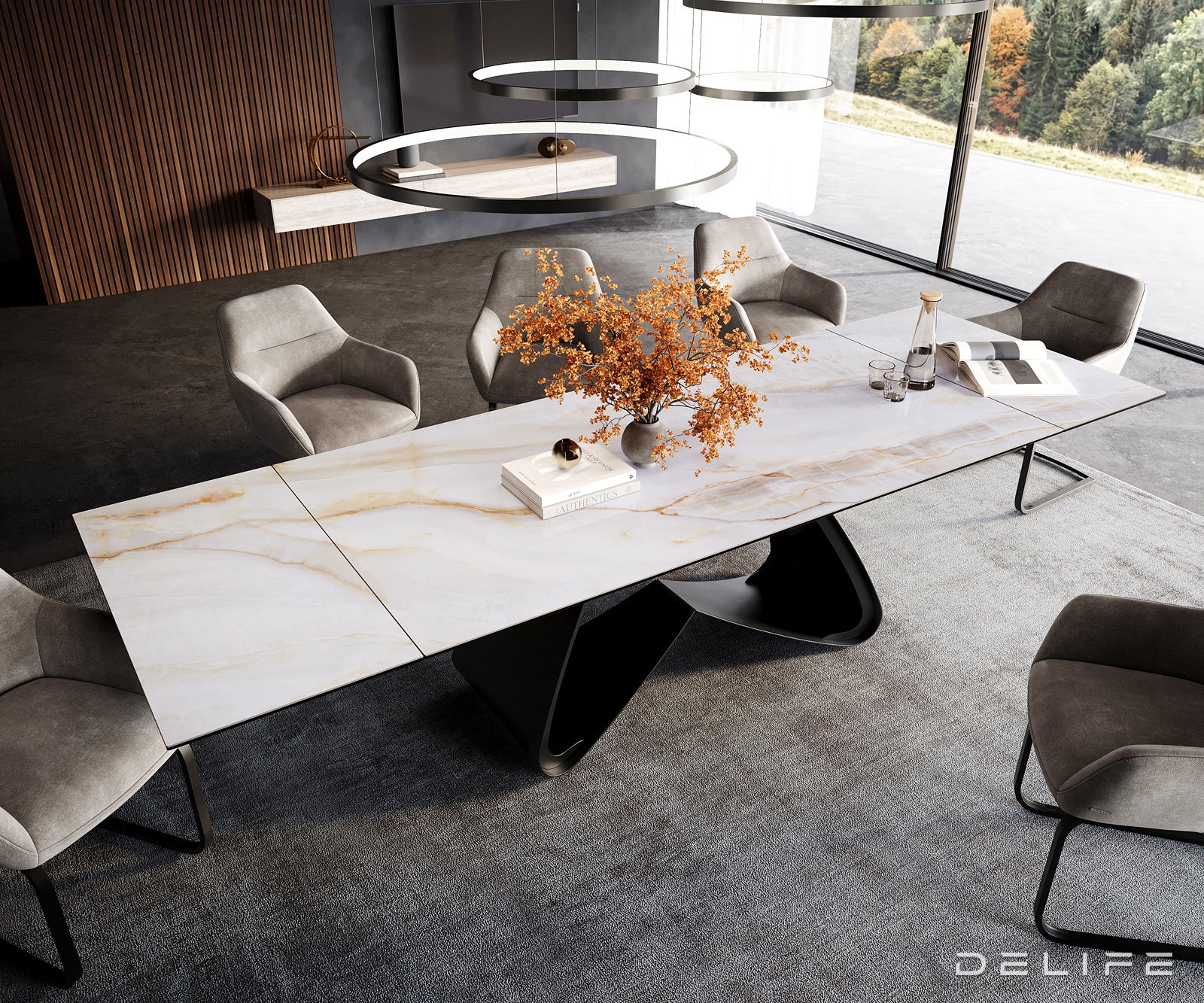 Blagovaonski stol Edge 200/300x100cm, Materijal: Keramika Onyx Pearl