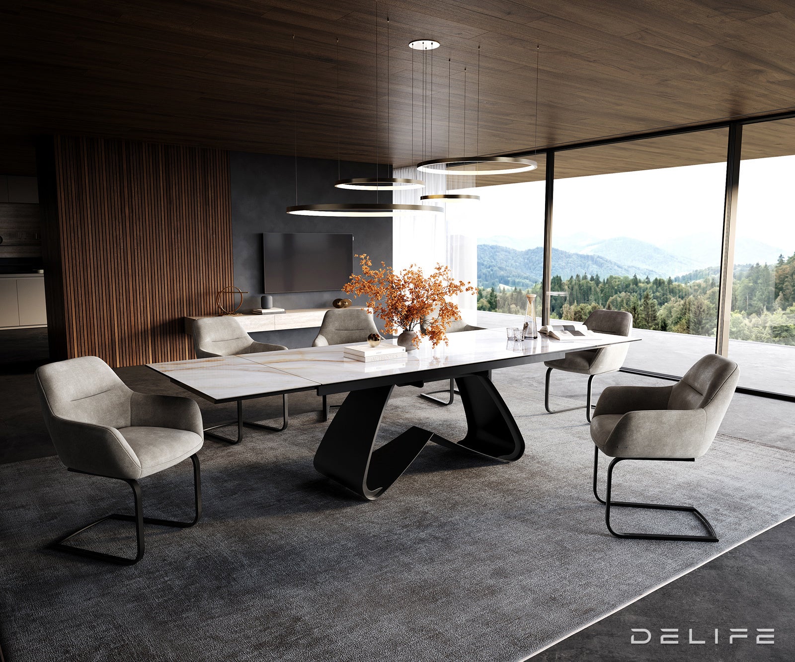 Blagovaonski stol Edge 200/300x100cm, Materijal: Keramika Onyx Pearl
