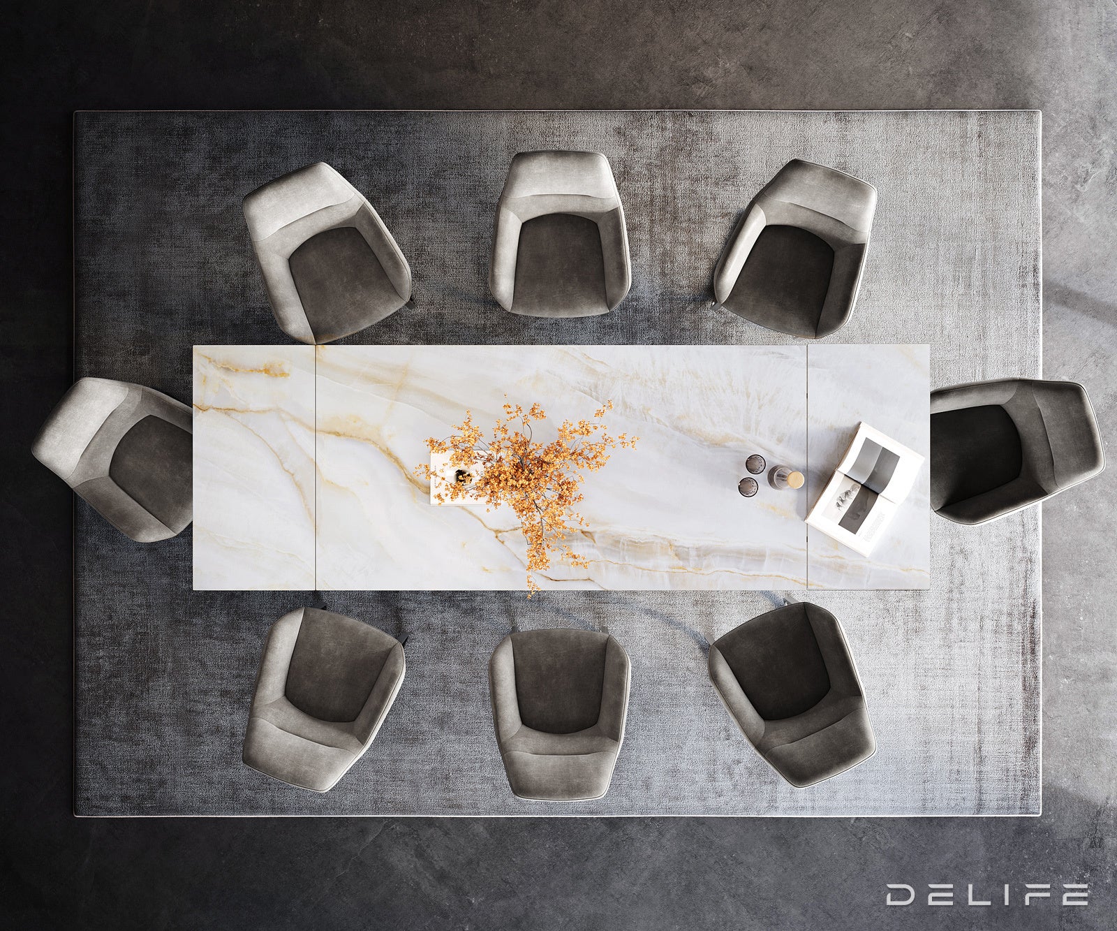 Blagovaonski stol Edge 200/300x100cm, Materijal: Keramika Onyx Pearl
