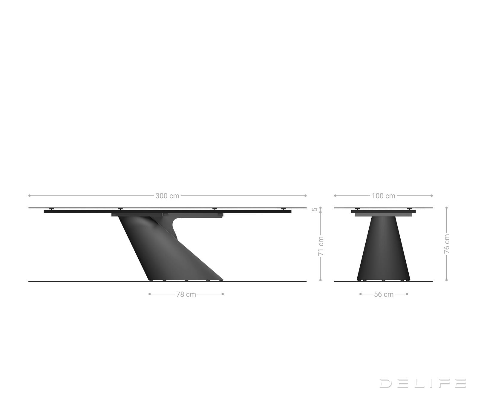 Blagovaonski stol Edge 300x100cm, Materijal: Keramika Onyx Pearl