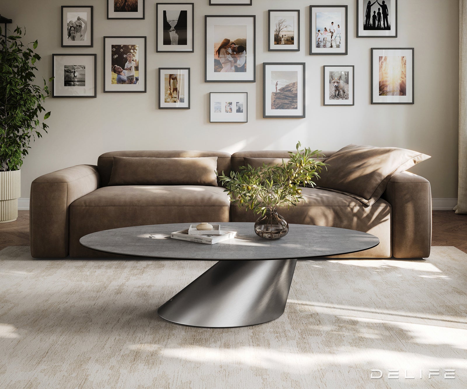 Klub stolić Edge 140x80cm, Materijal: Keramika Beton Siva