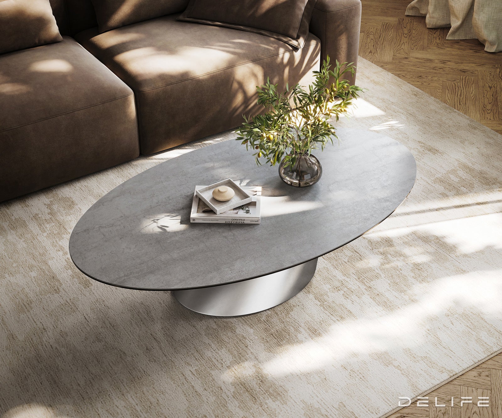 Klub stolić Edge 140x80cm, Materijal: Keramika Beton Siva