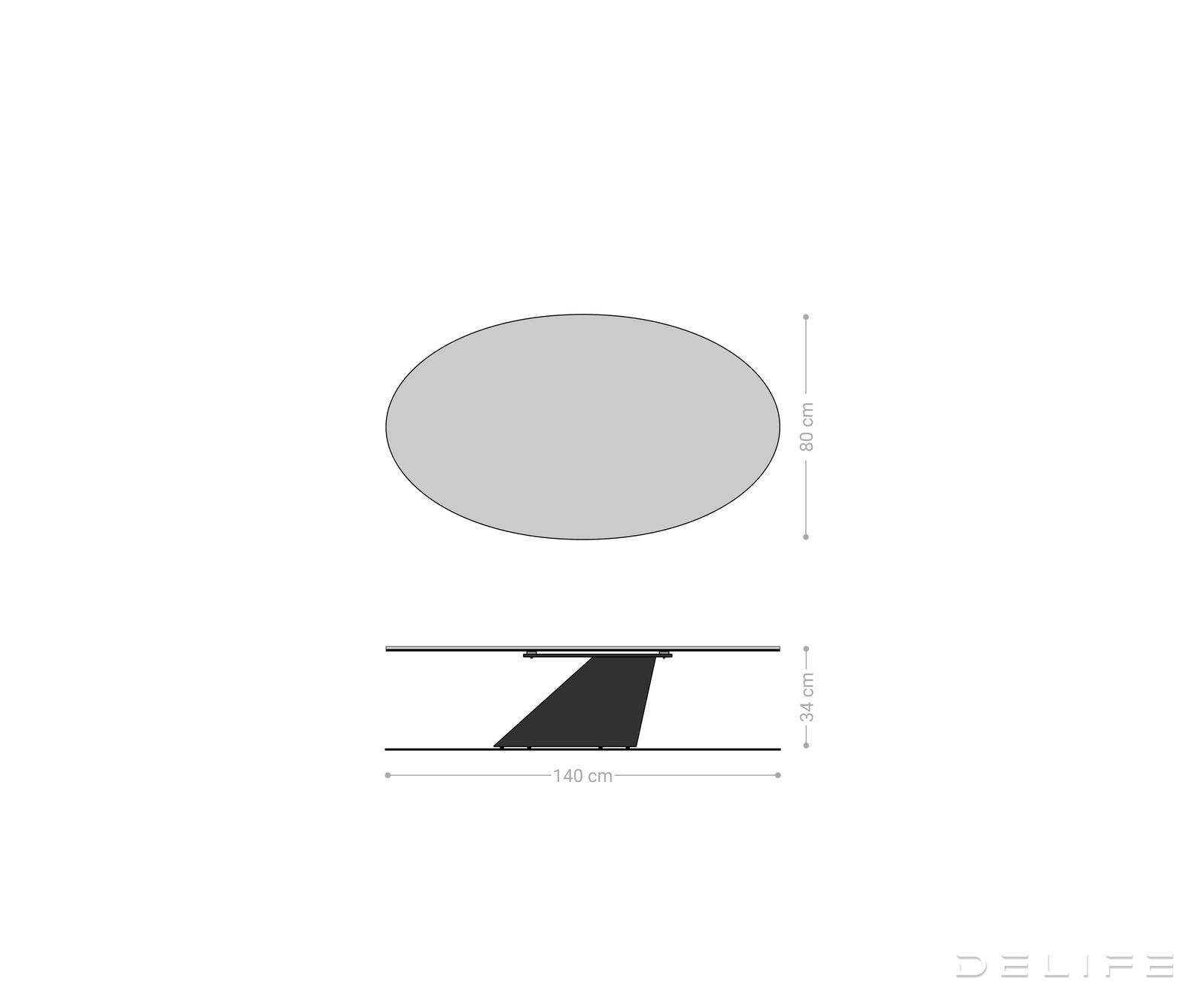 Klub stolić Edge 140x80cm, Materijal: Keramika Beton Siva