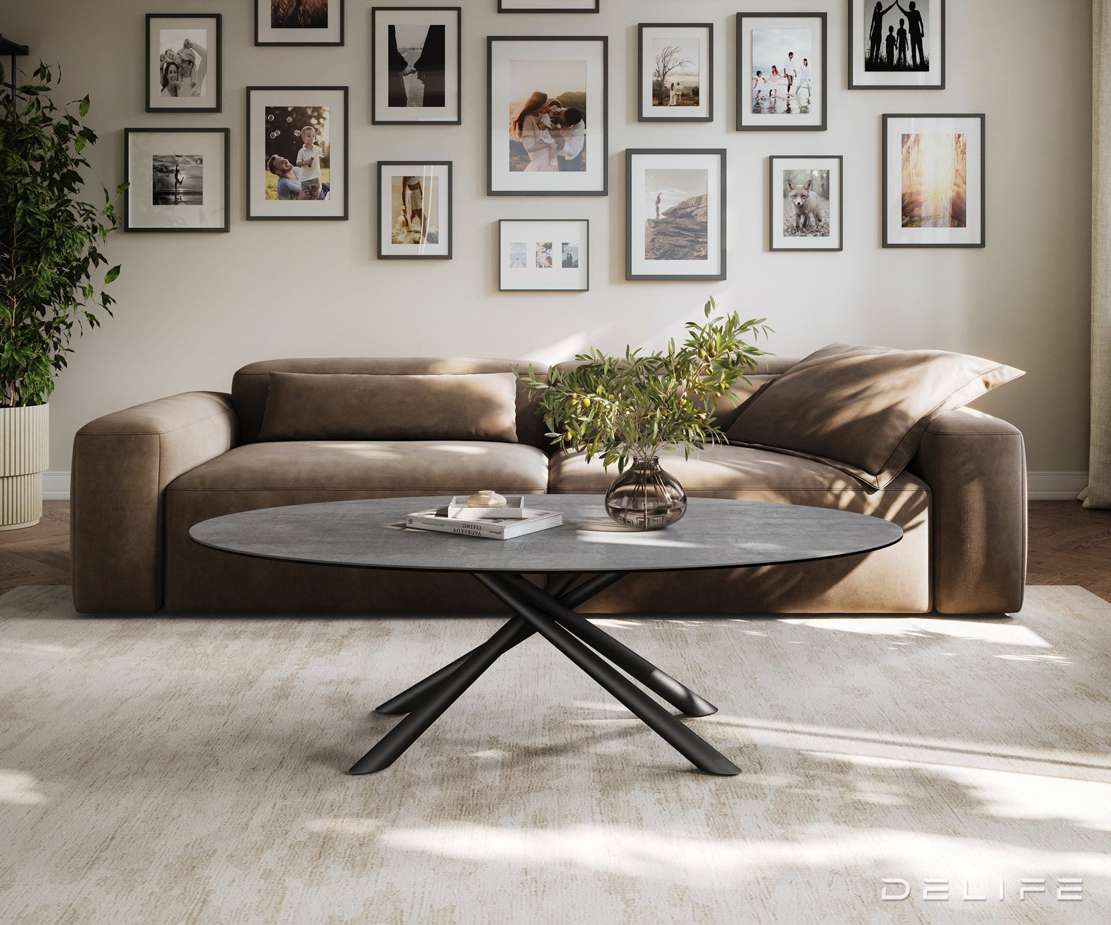 Klub stolić Edge 140x80cm, Materijal: Keramika Beton Siva