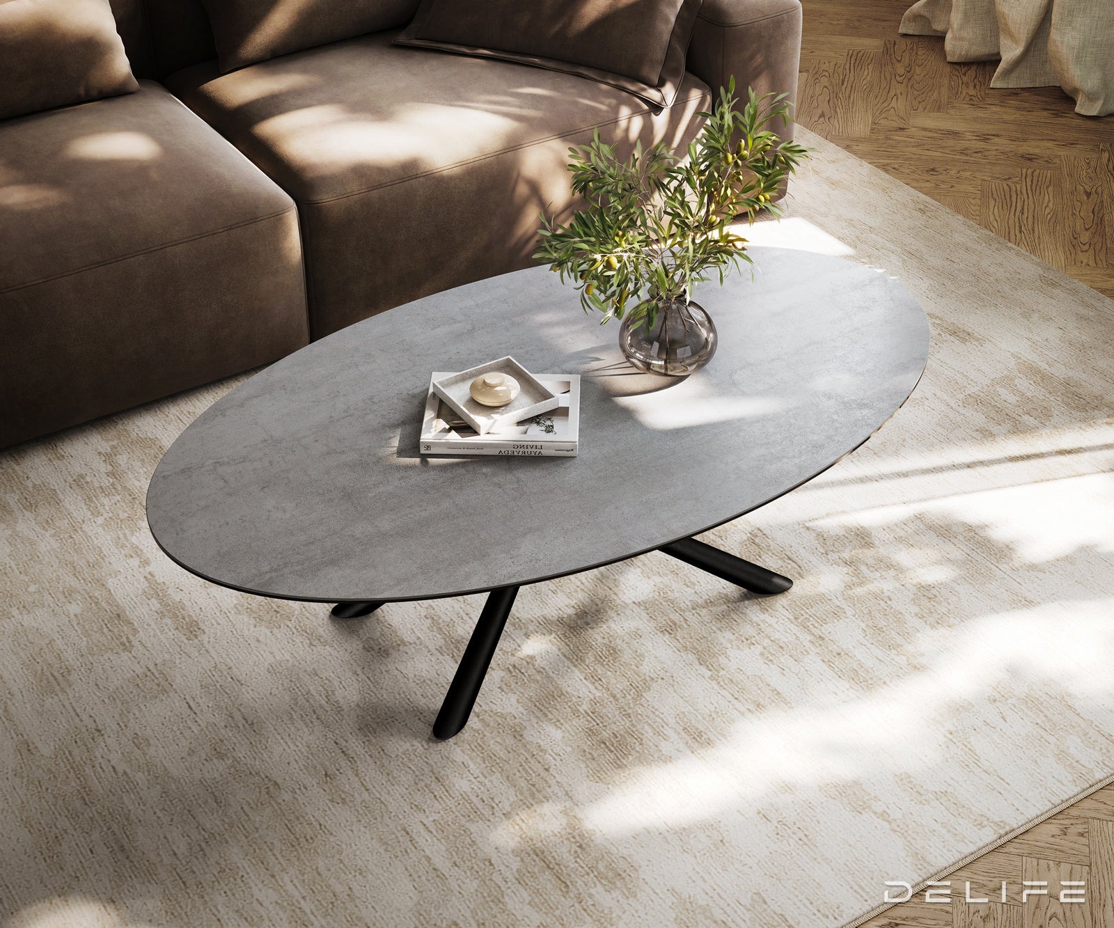 Klub stolić Edge 140x80cm, Materijal: Keramika Beton Siva
