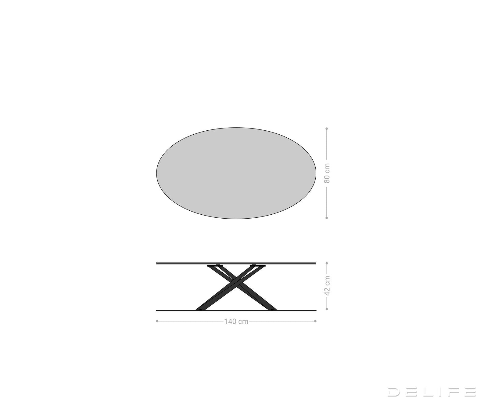 Klub stolić Edge 140x80cm, Materijal: Keramika Beton Siva