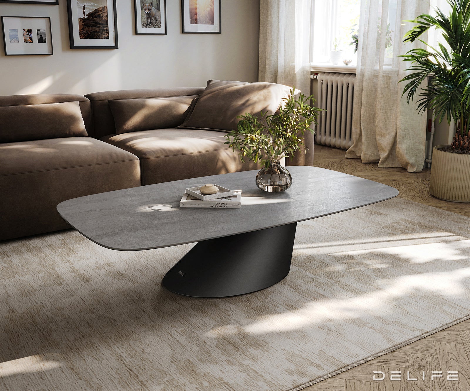 Klub stolić Edge Boot 140x80cm, Materijal: Keramika Beton Siva