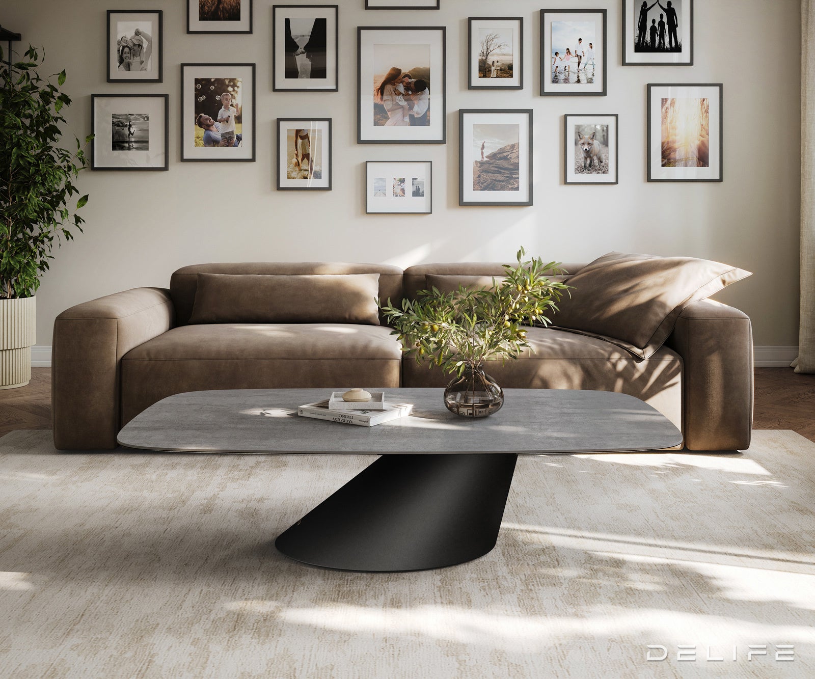 Klub stolić Edge Boot 140x80cm, Materijal: Keramika Beton Siva