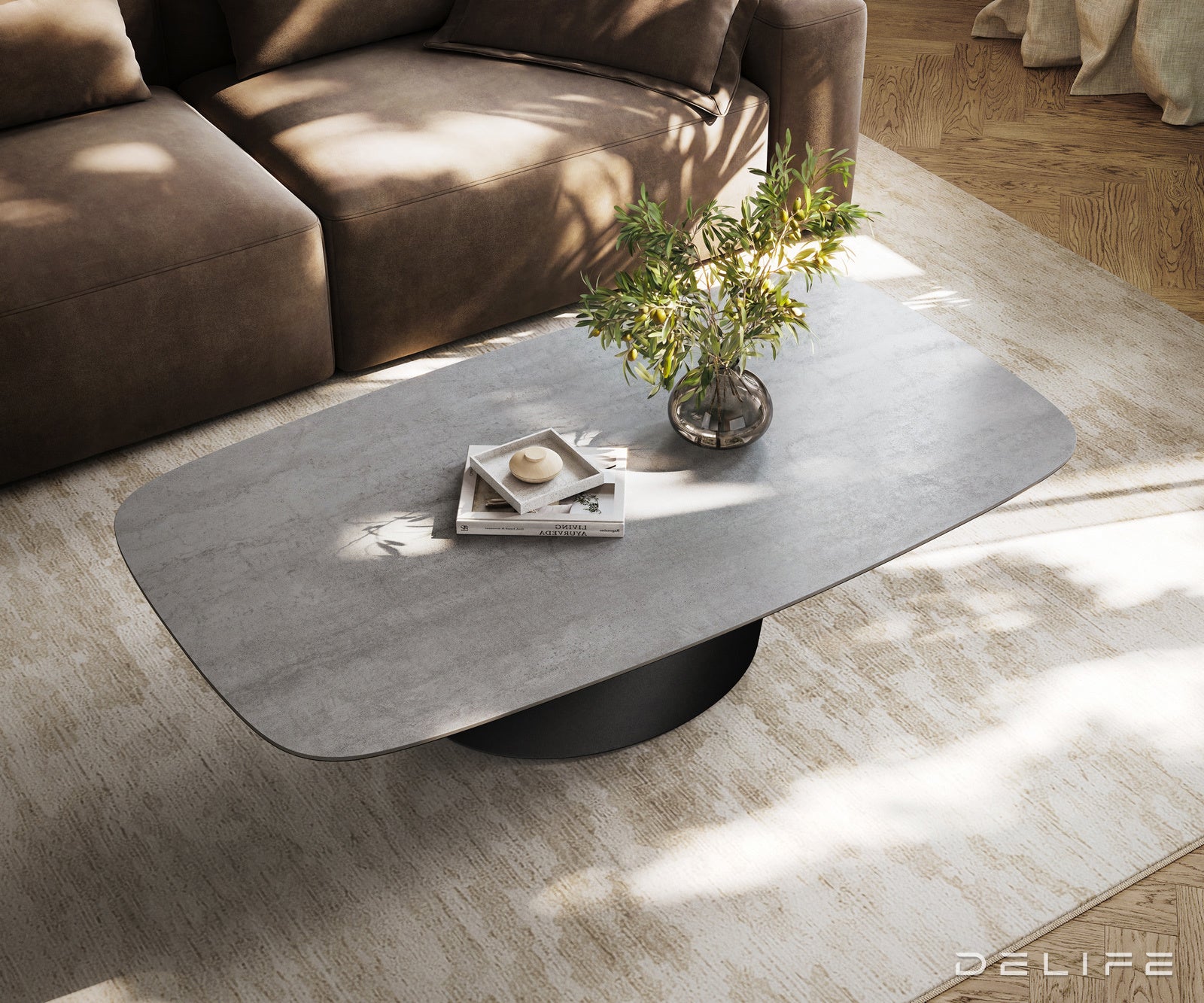 Klub stolić Edge Boot 140x80cm, Materijal: Keramika Beton Siva