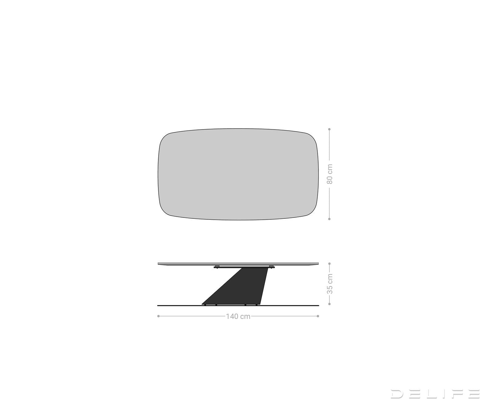 Klub stolić Edge Boot 140x80cm, Materijal: Keramika Beton Siva