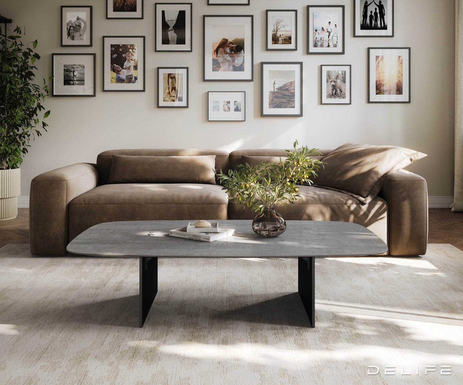 Klub stolić Edge Boot 140x80cm, Materijal: Keramika Beton Siva