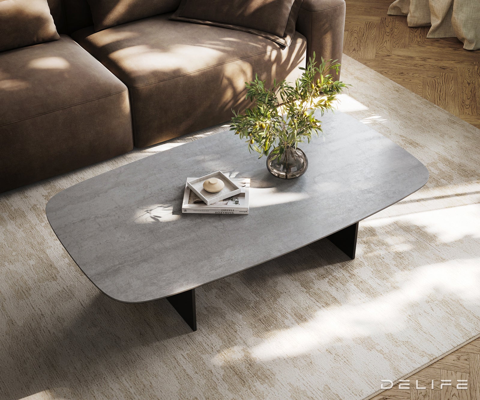 Klub stolić Edge Boot 140x80cm, Materijal: Keramika Beton Siva