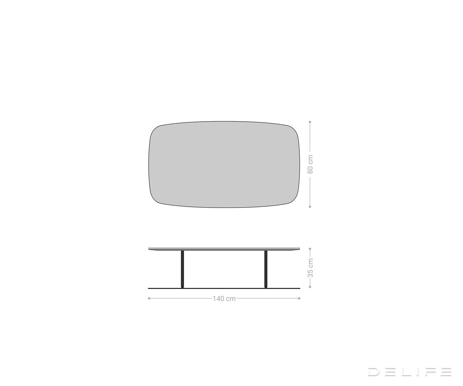 Klub stolić Edge Boot 140x80cm, Materijal: Keramika Beton Siva