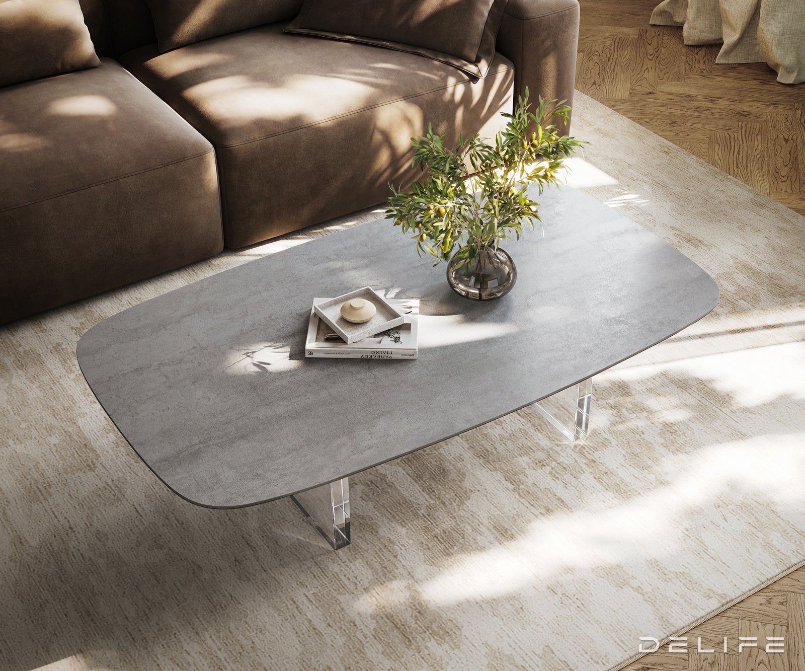 Klub stolić Edge Boot 140x80cm, Materijal: Keramika Beton Siva