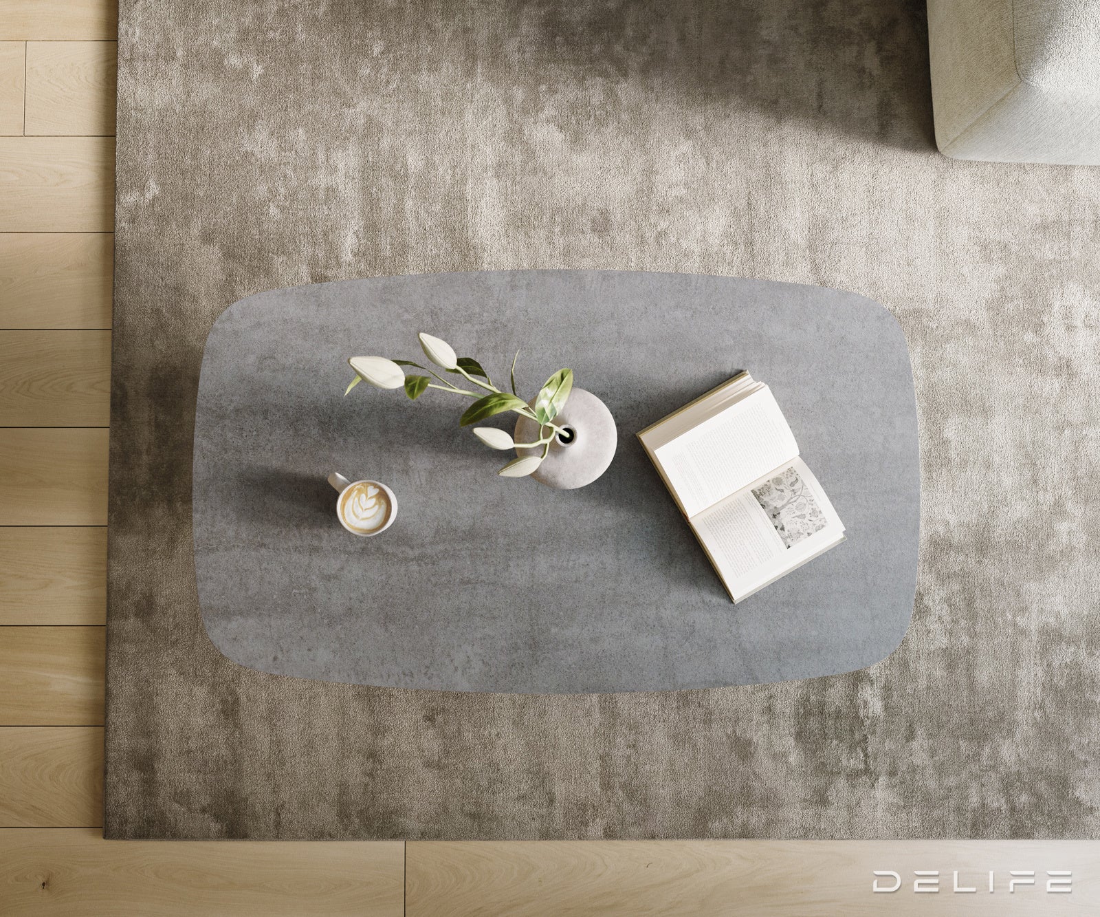 Klub stolić Edge Boot 120x70cm, Materijal: Keramika Beton Siva