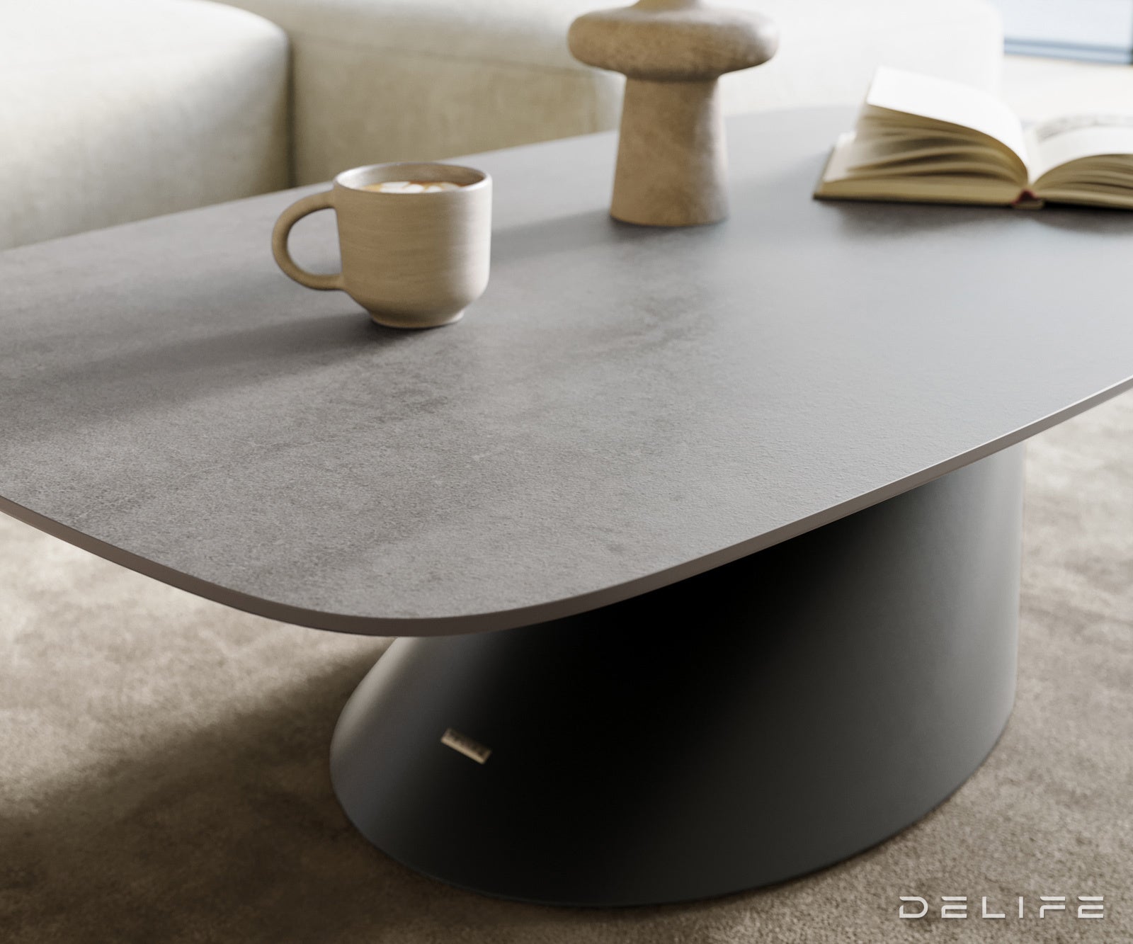 Klub stolić Edge Boot 120x70cm, Materijal: Keramika Beton Siva