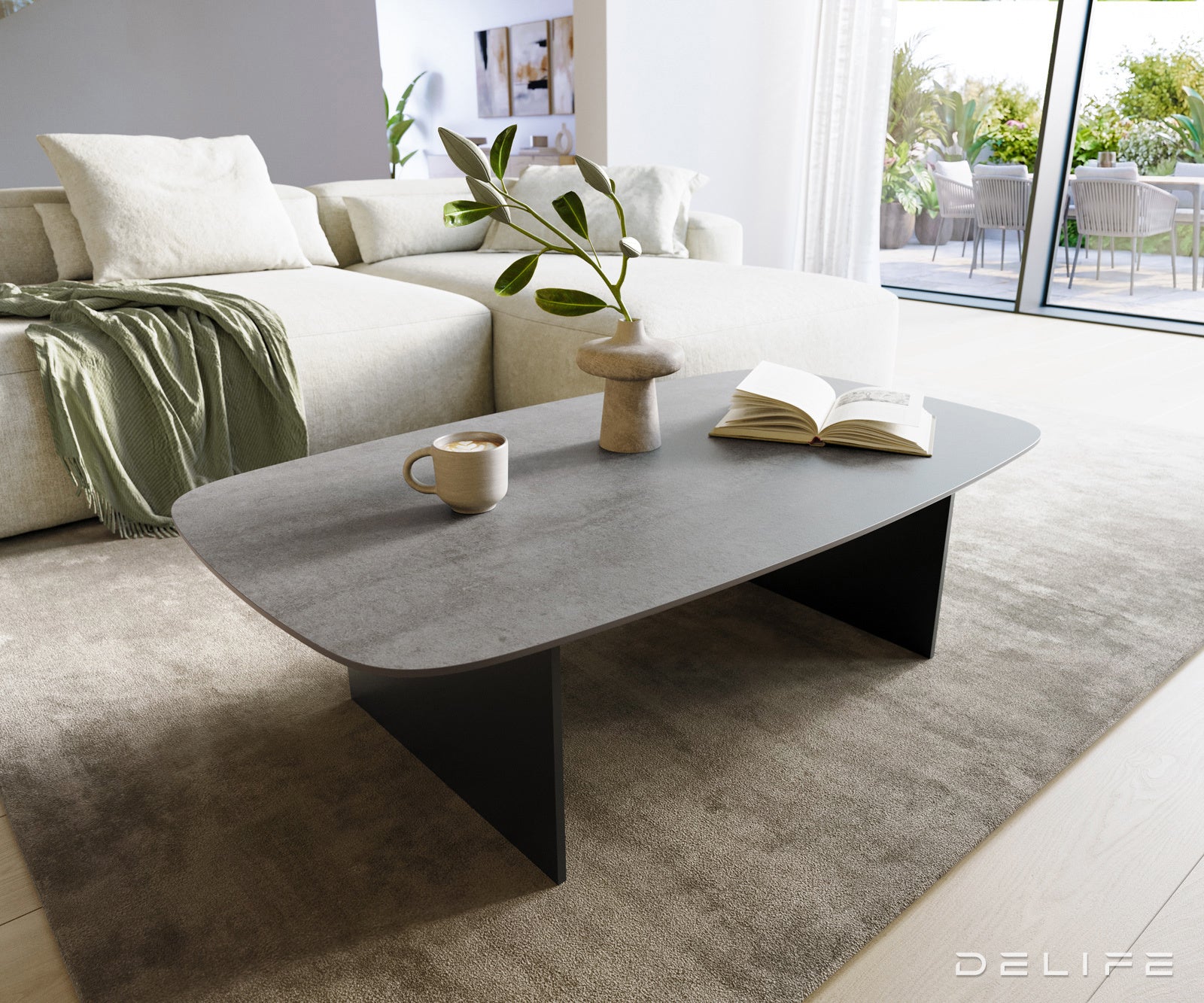 Klub stolić Edge Boot 120x70cm, Materijal: Keramika Beton Siva