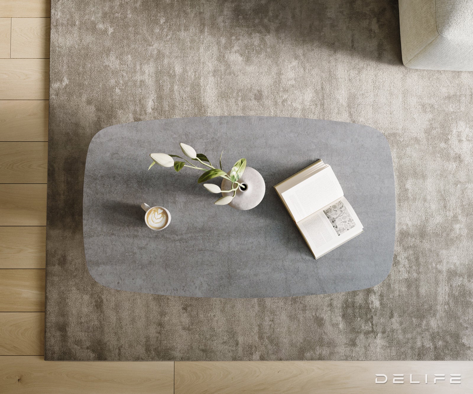 Klub stolić Edge Boot 120x70cm, Materijal: Keramika Beton Siva