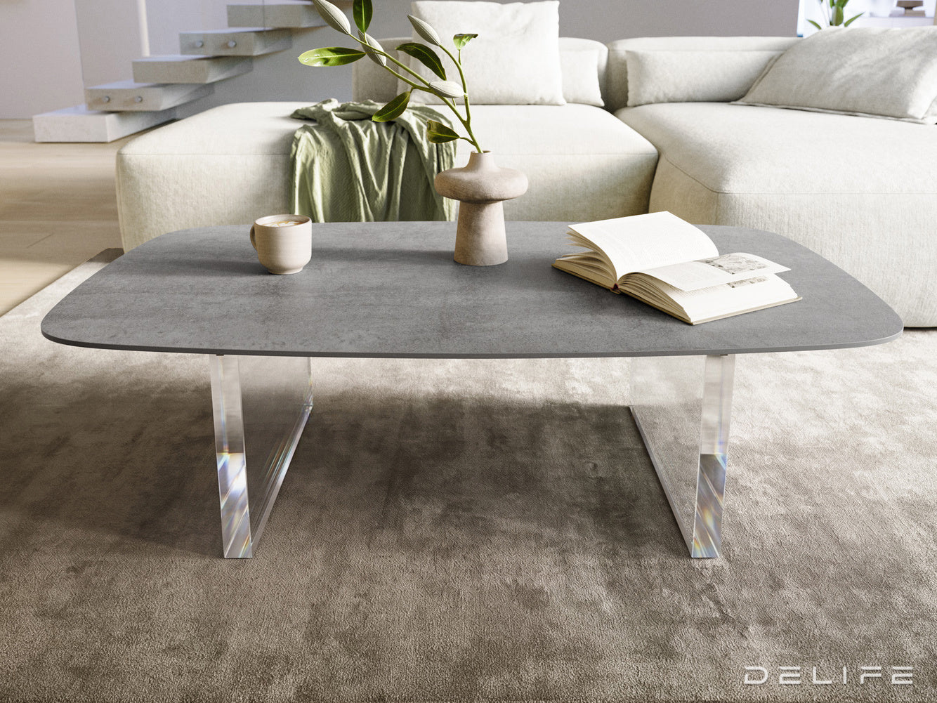 Klub stolić Edge Boot 120x70cm, Materijal: Keramika Beton Siva