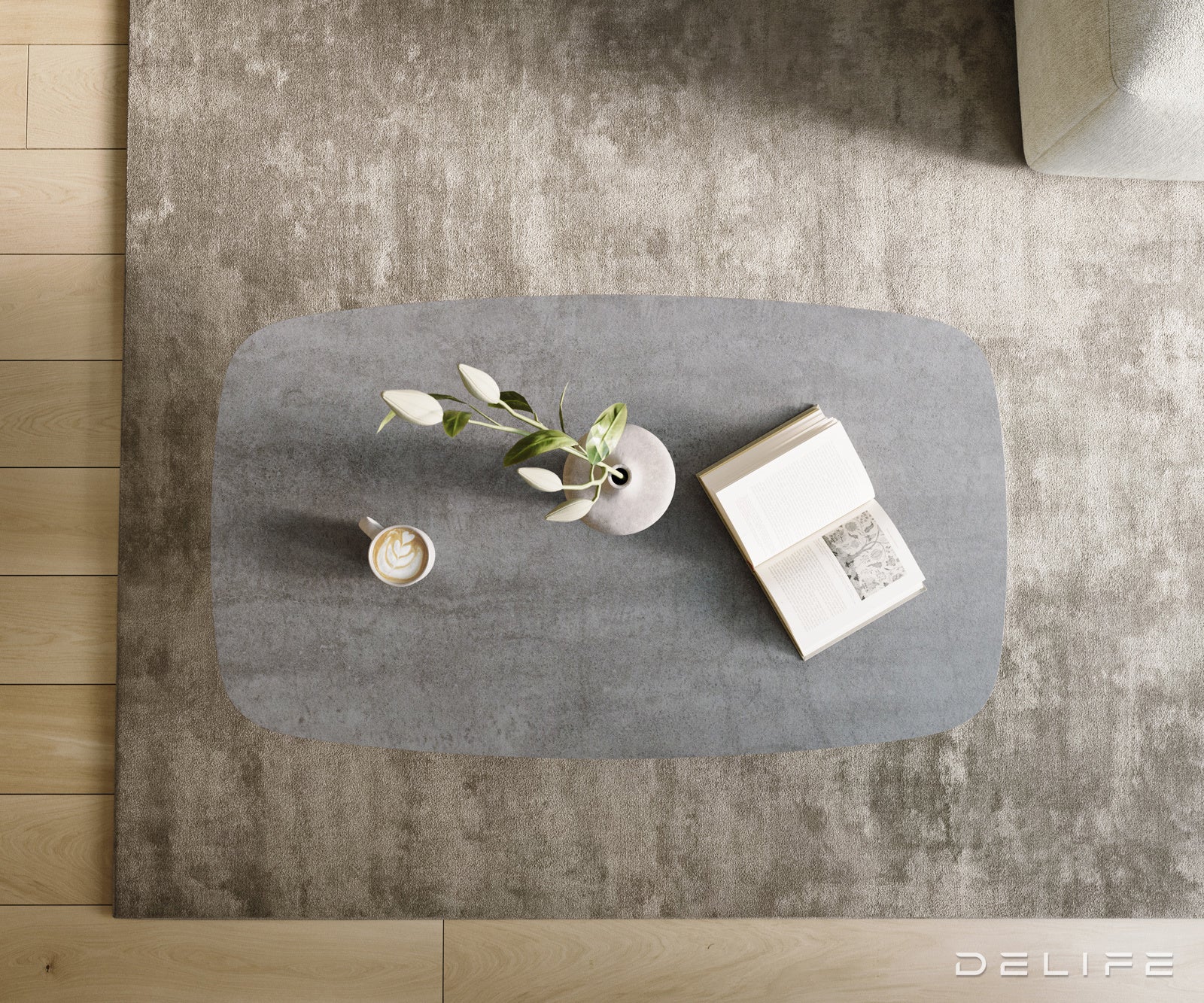 Klub stolić Edge Boot 120x70cm, Materijal: Keramika Beton Siva