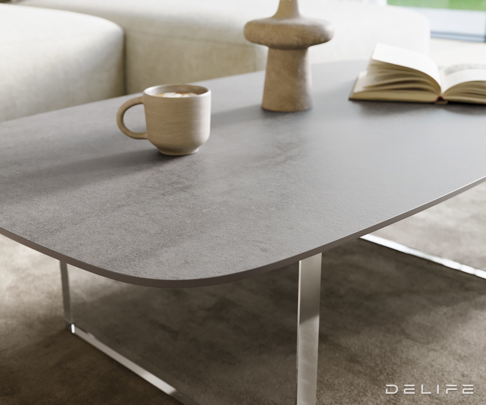 Klub stolić Edge Boot 120x70cm, Materijal: Keramika Beton Siva