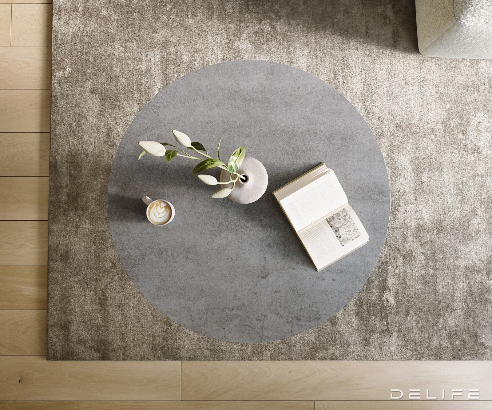 Klub stolić Edge 100x100cm, Materijal: Keramika Beton Siva