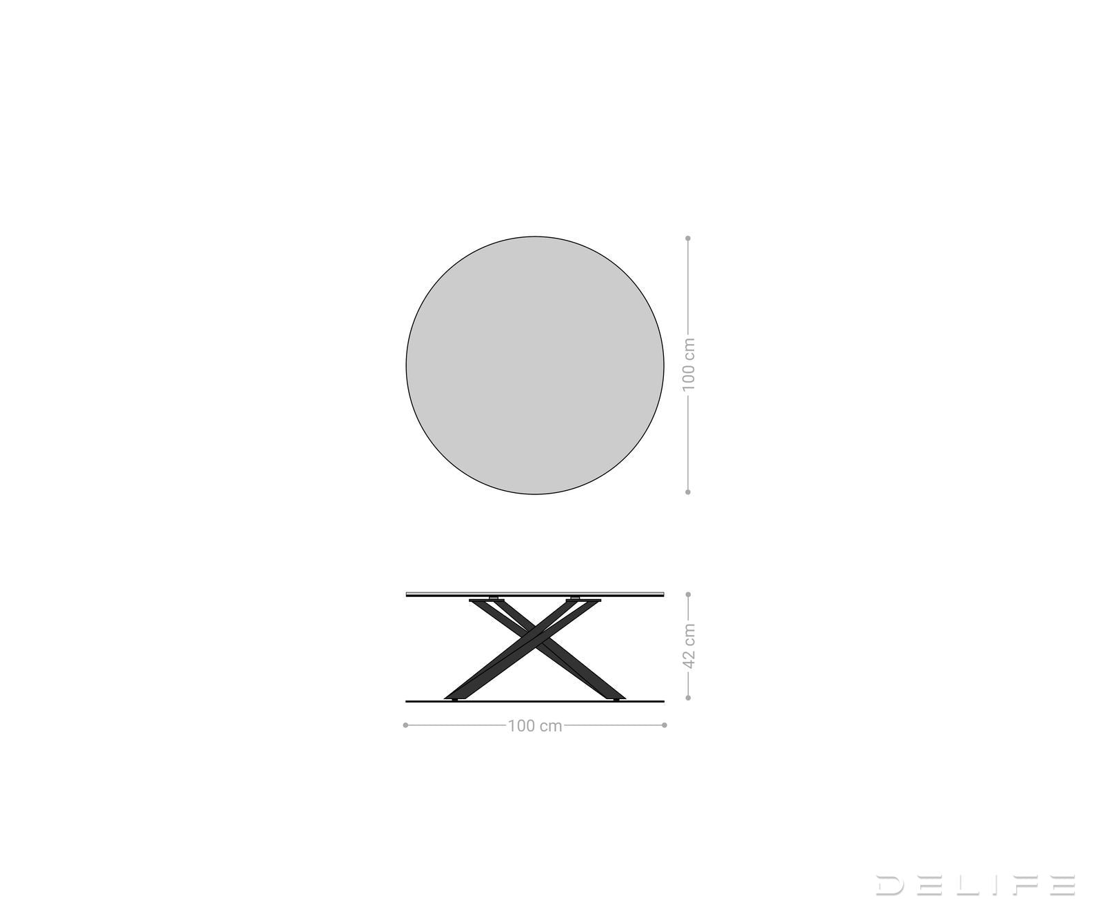 Klub stolić Edge 100x100cm, Materijal: Keramika Beton Siva