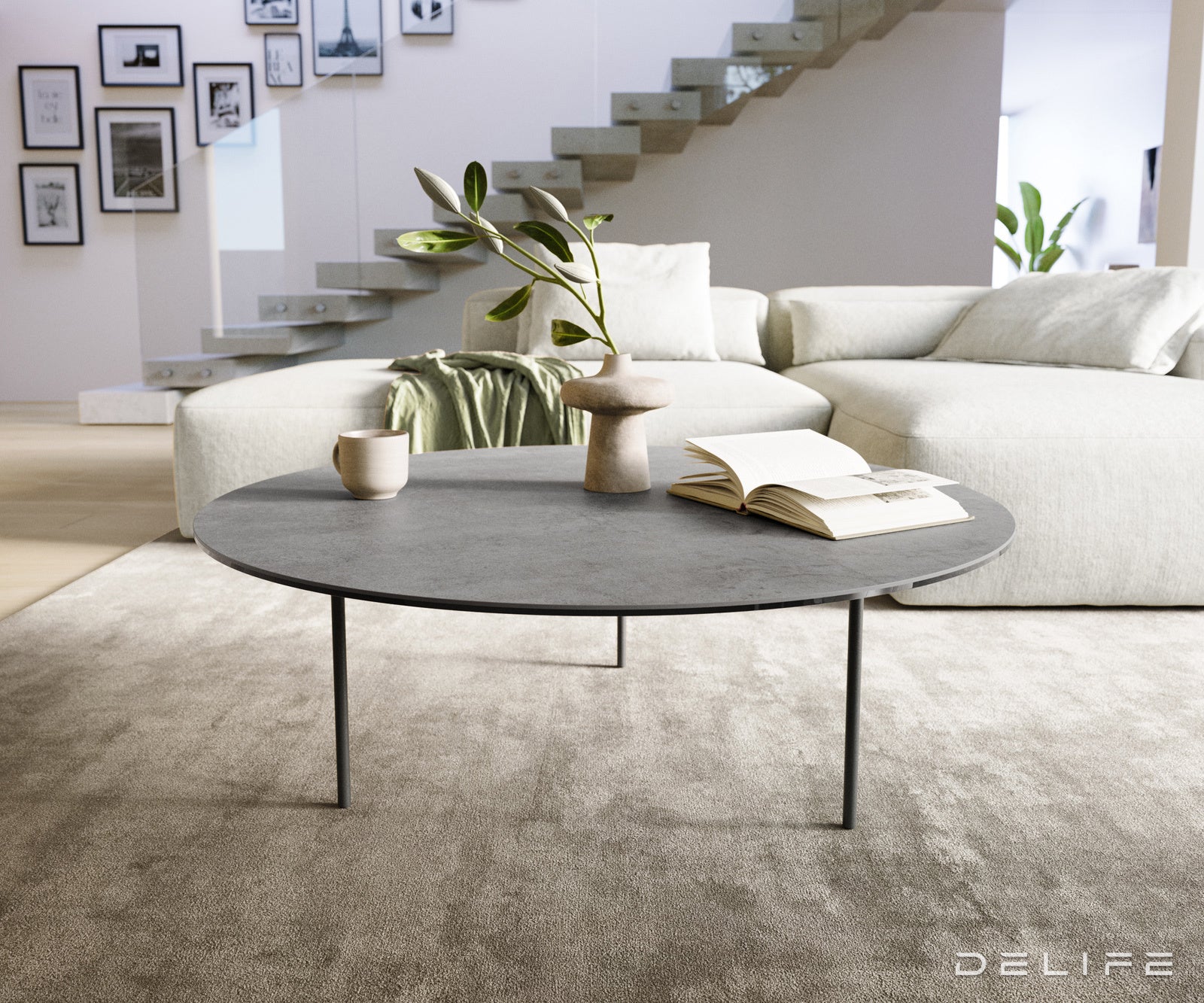 Klub stolić Edge 100x100cm, Materijal: Keramika Beton Siva