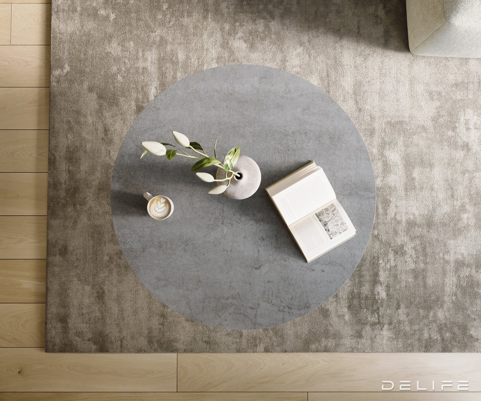 Klub stolić Edge 100x100cm, Materijal: Keramika Beton Siva