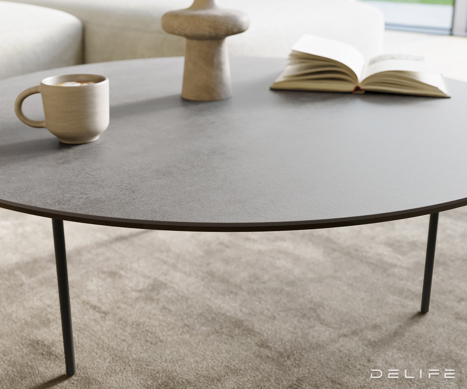 Klub stolić Edge 100x100cm, Materijal: Keramika Beton Siva