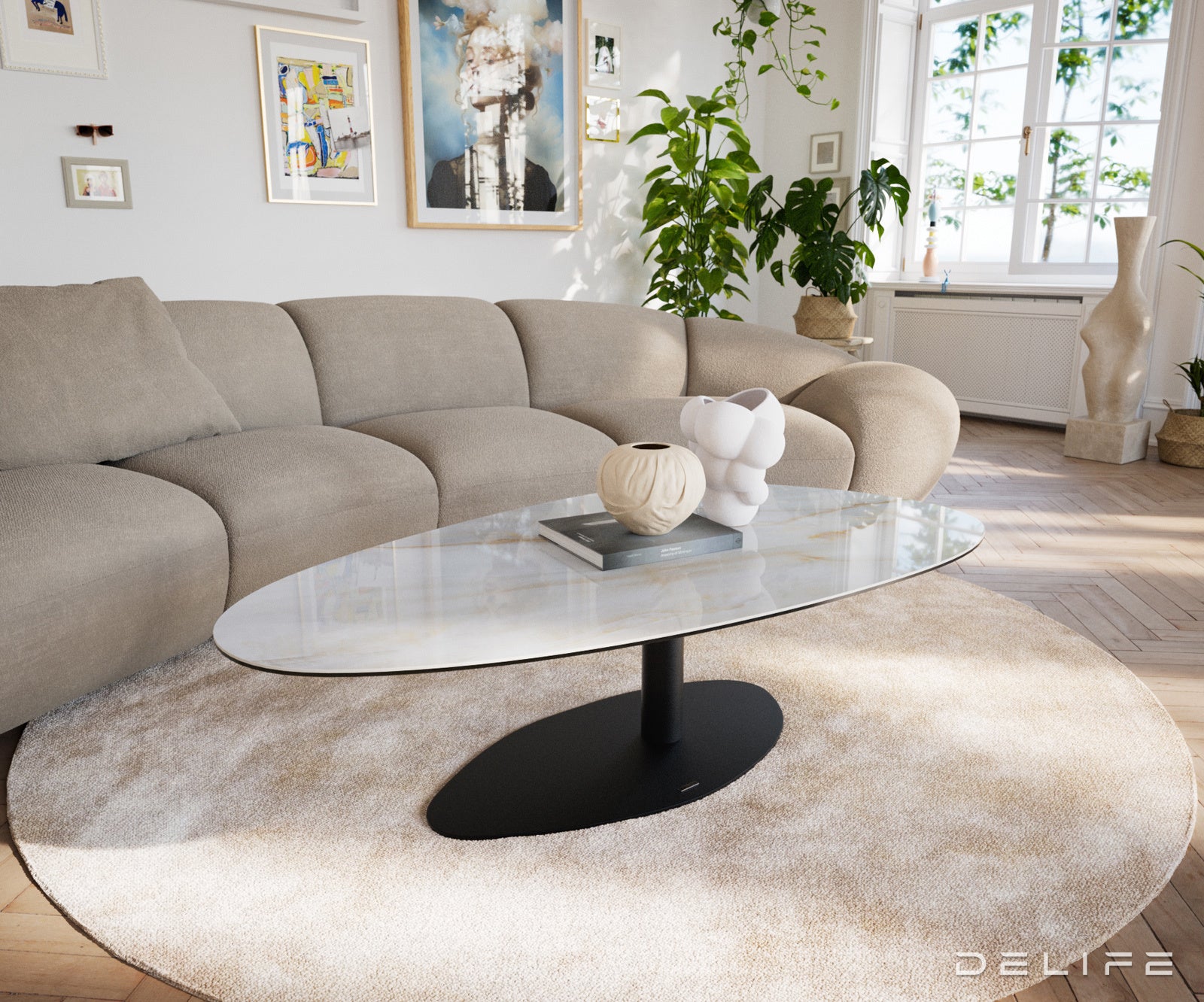 Klub stolić Edge 140x75cm, Materijal: Keramika Onyx Pearl