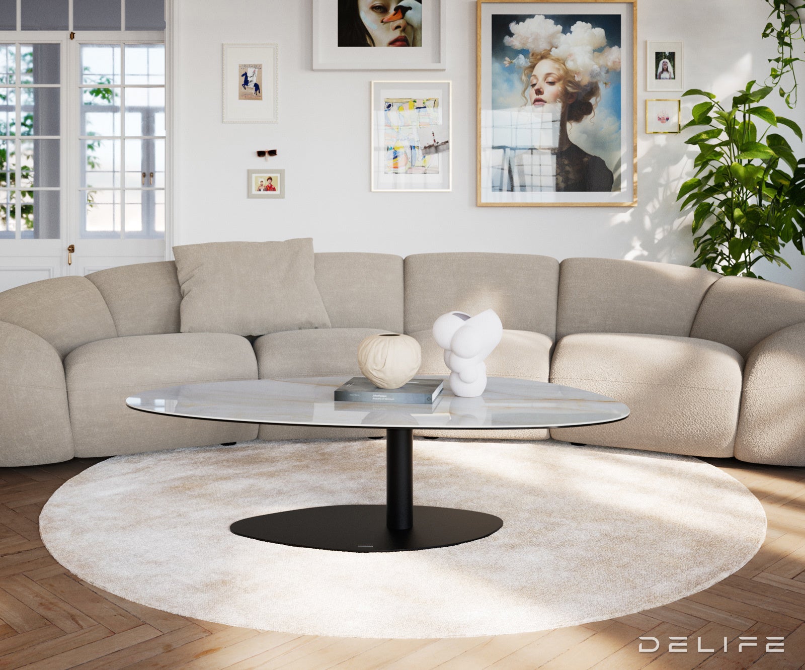 Klub stolić Edge 140x75cm, Materijal: Keramika Onyx Pearl