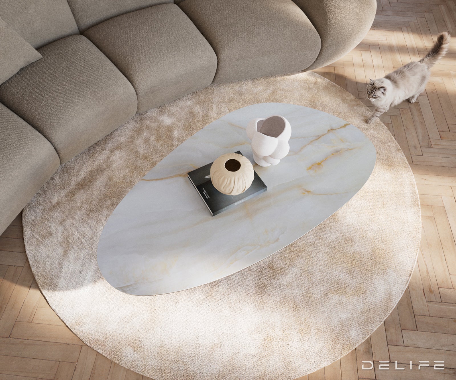 Klub stolić Edge 140x75cm, Materijal: Keramika Onyx Pearl