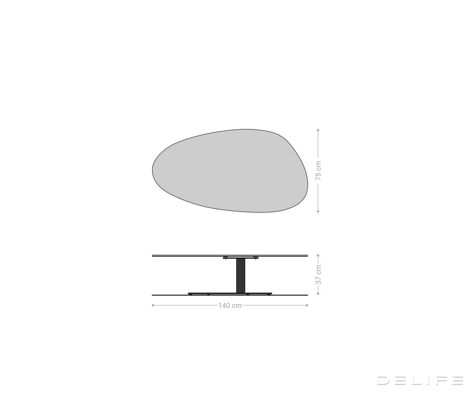 Klub stolić Edge 140x75cm, Materijal: Keramika Onyx Pearl