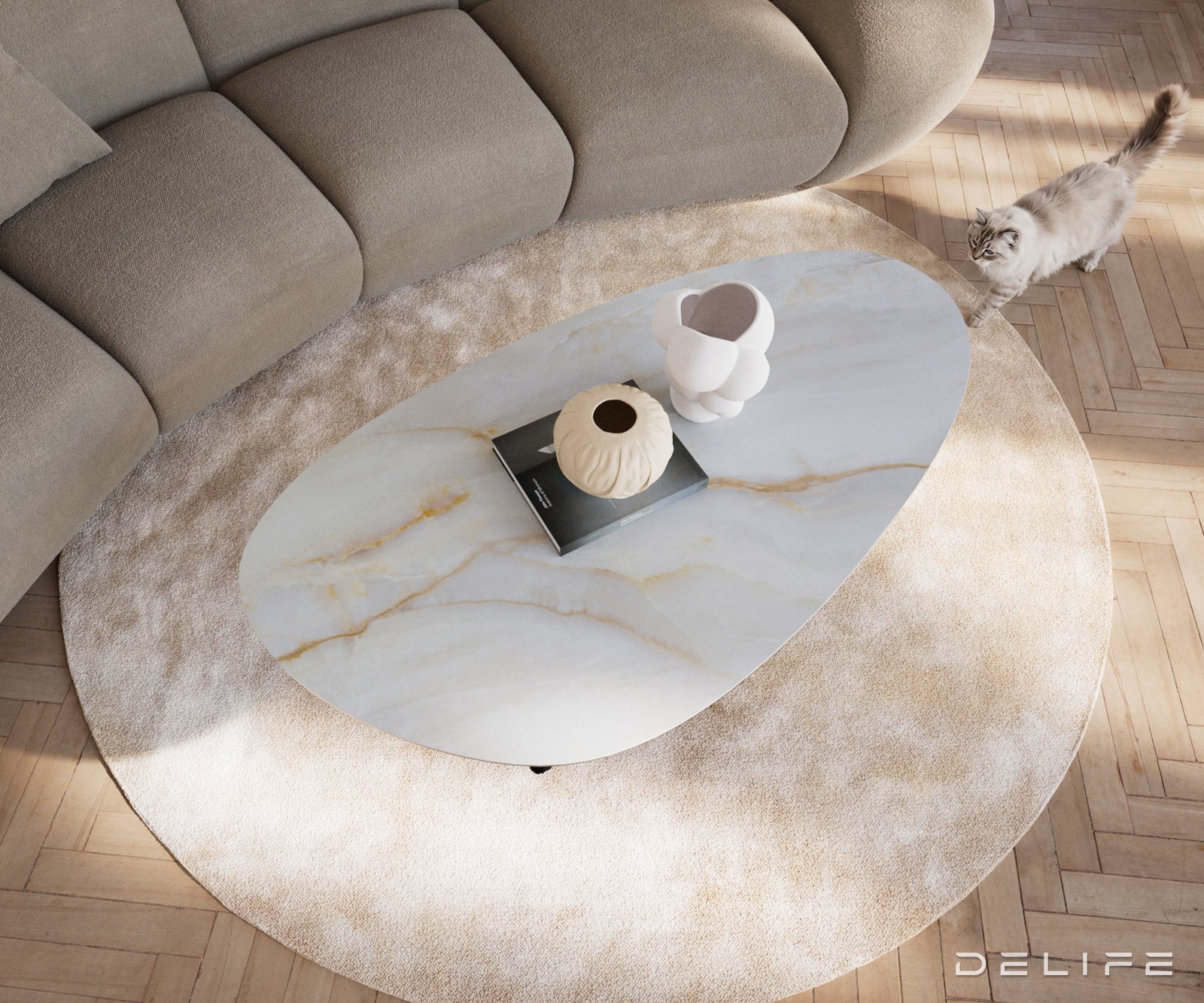 Klub stolić Edge 140x75cm, Materijal: Keramika Onyx Pearl