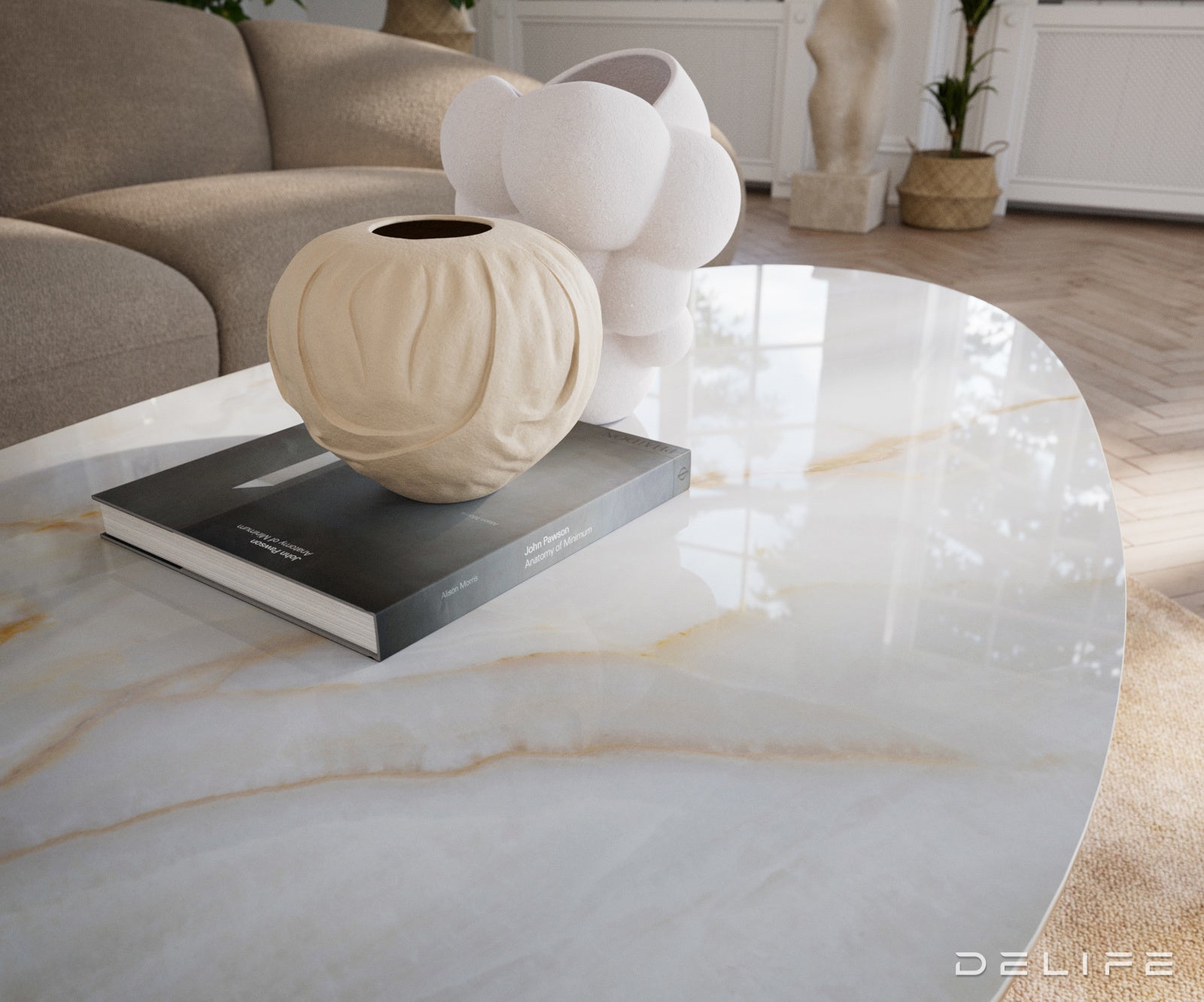 Klub stolić Edge 140x75cm, Materijal: Keramika Onyx Pearl