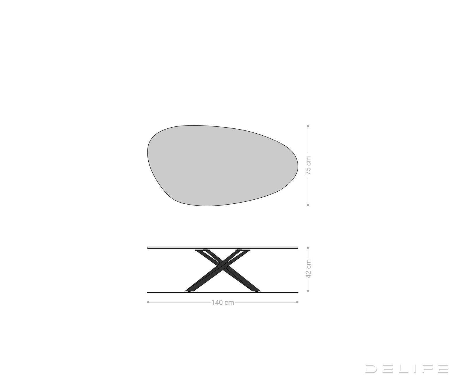 Klub stolić Edge 140x75cm, Materijal: Keramika Onyx Pearl