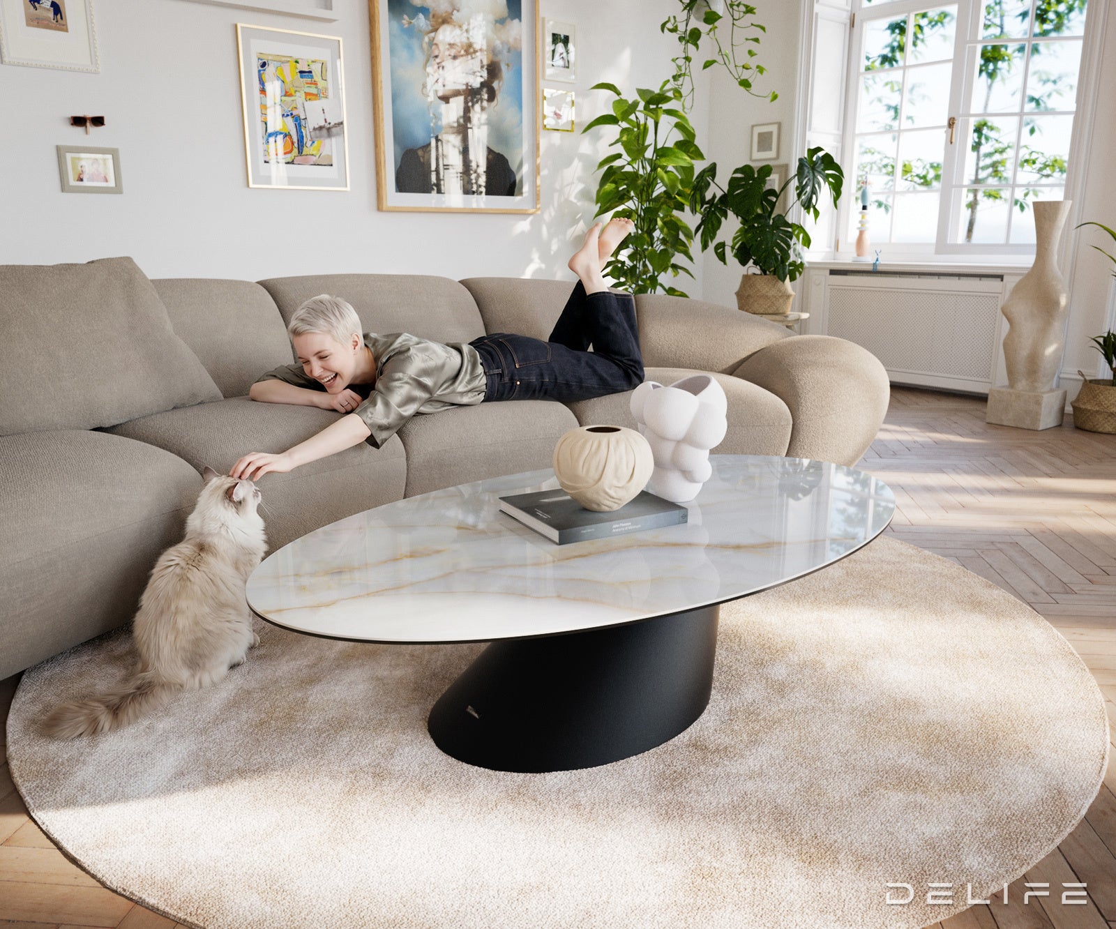 Klub stolić Edge 140x80cm, Materijal: Keramika Onyx Pearl