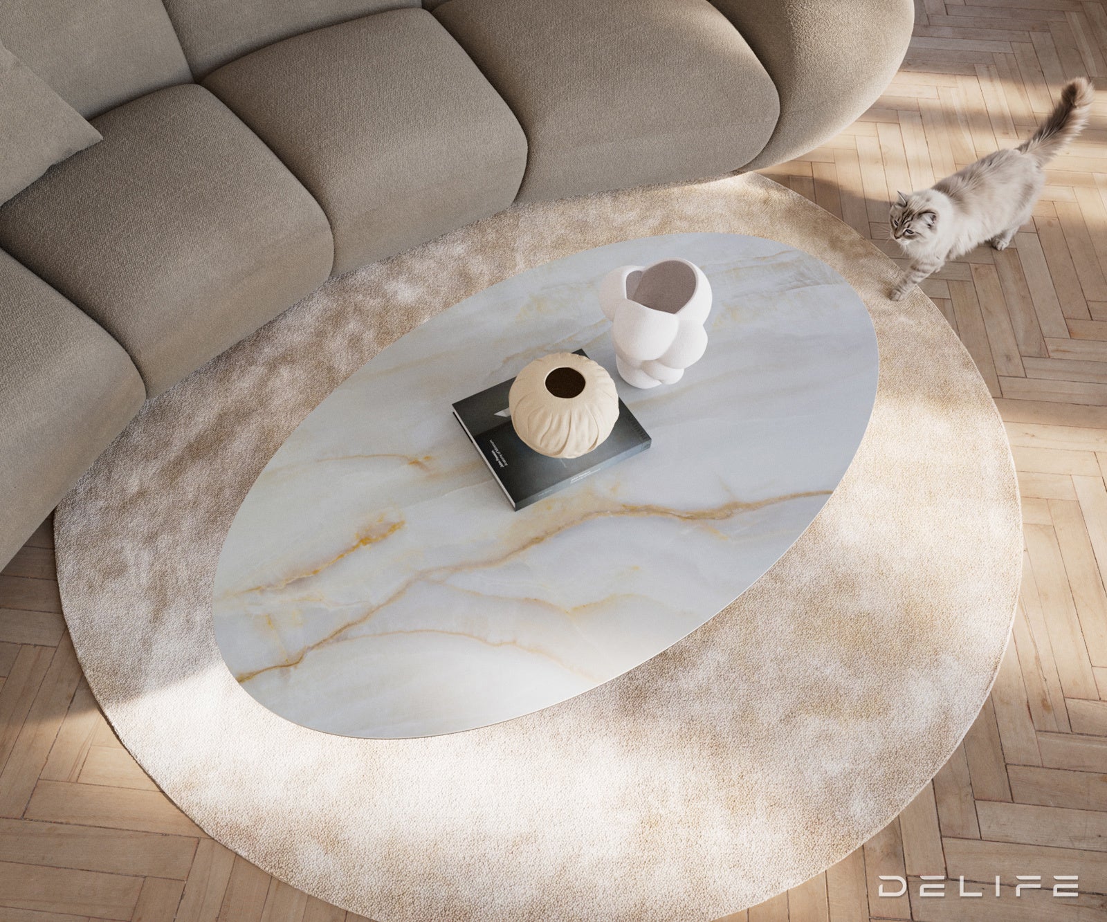 Klub stolić Edge 140x80cm, Materijal: Keramika Onyx Pearl