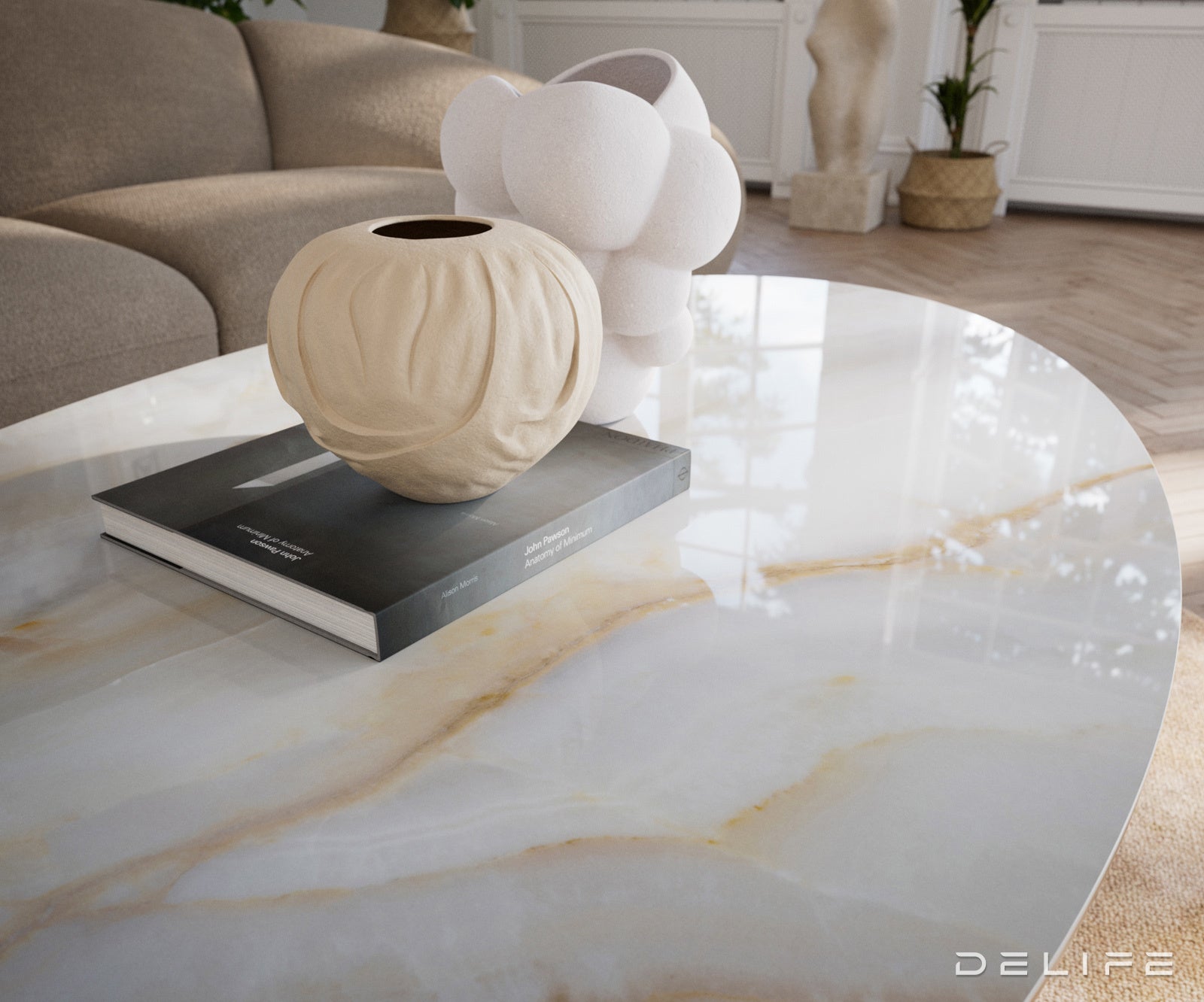 Klub stolić Edge 140x80cm, Materijal: Keramika Onyx Pearl